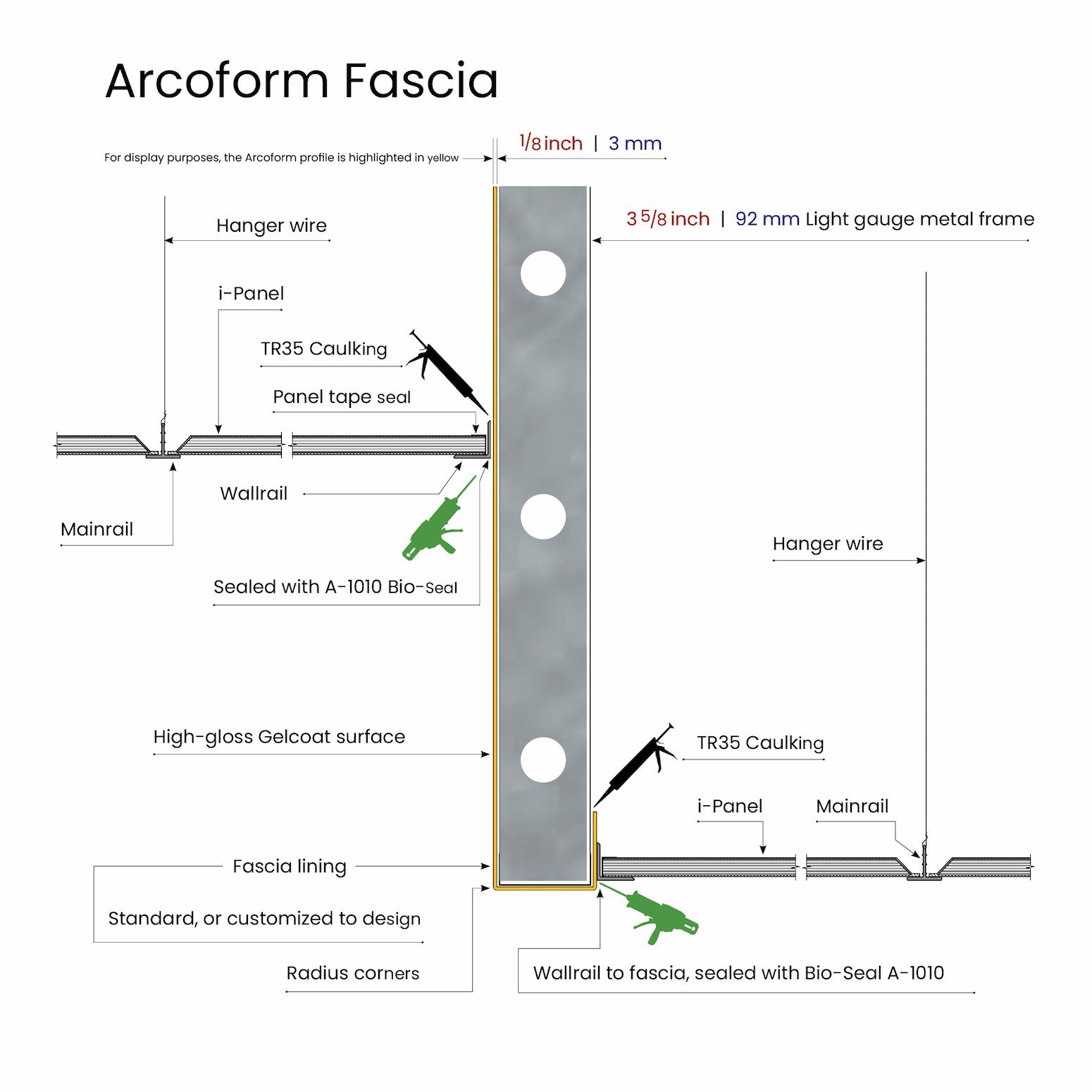 Arcoform Fascia Shroud Chase dimensions