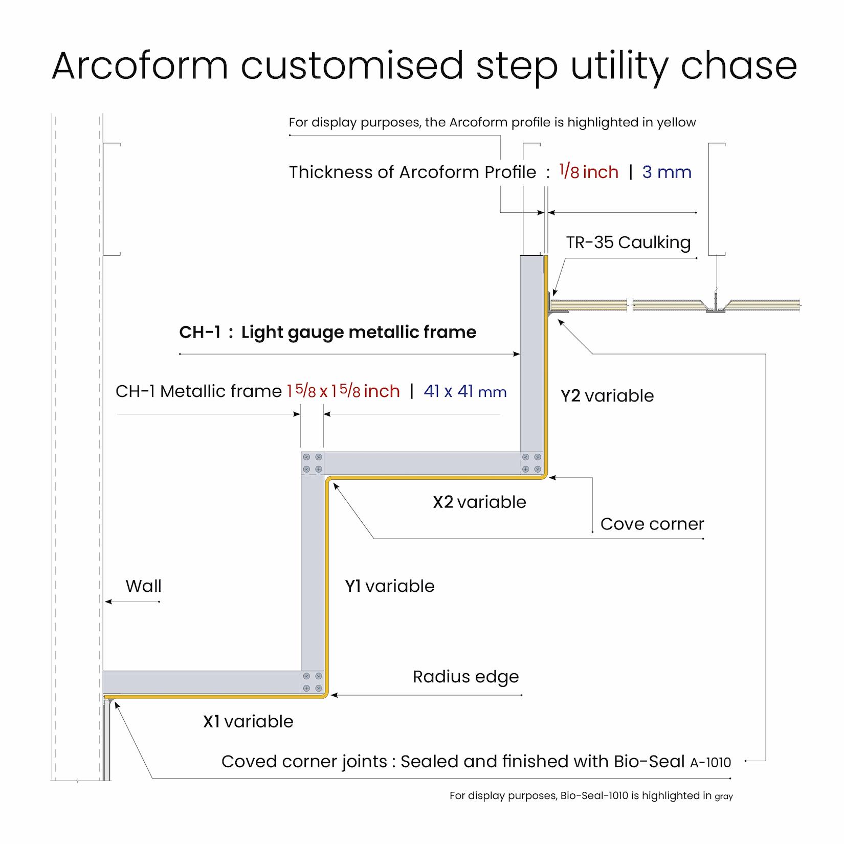 Arcoform Step Shroud Chase dimensions, profile