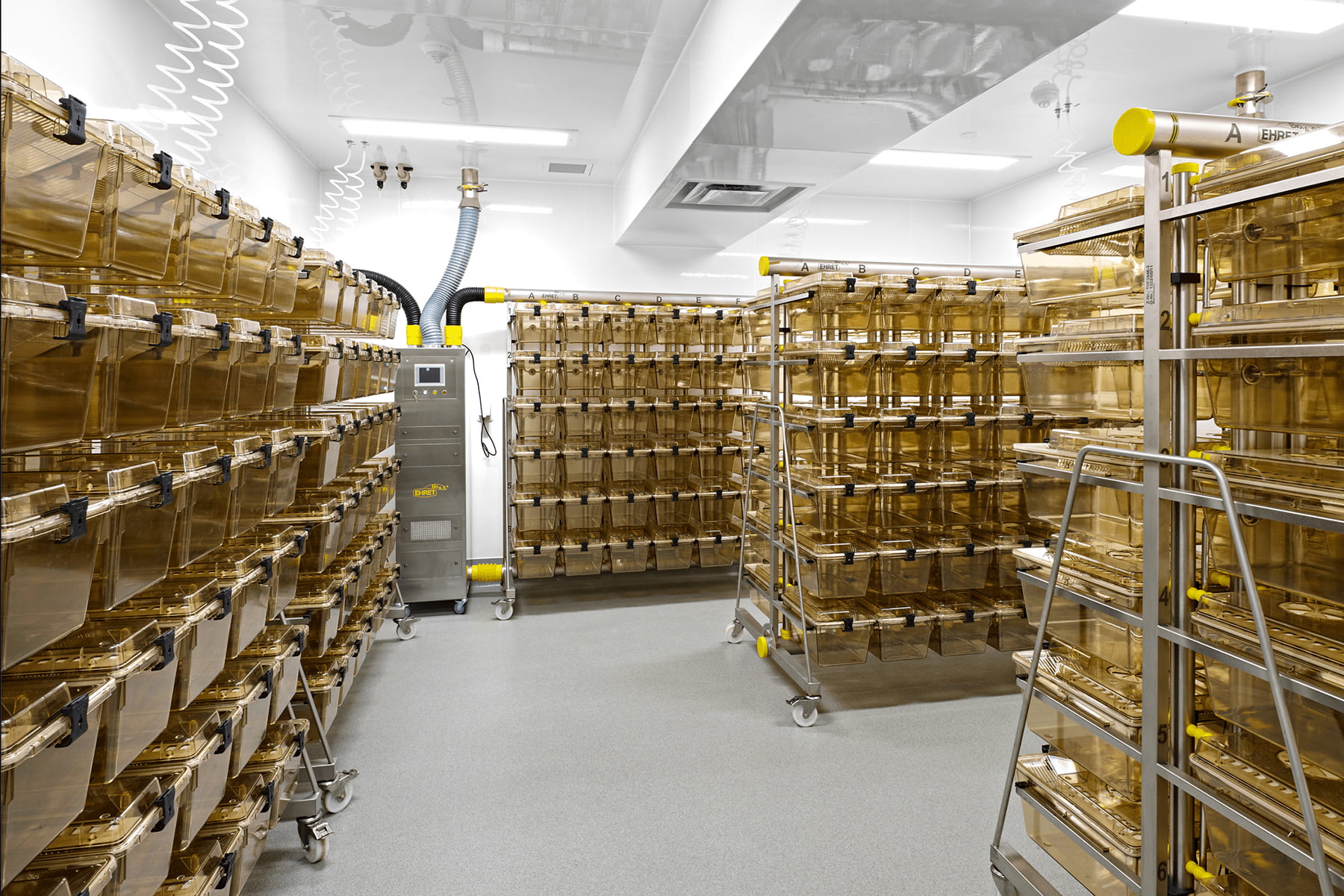 Arcoplast. Clean storage room facility, Arcoplast walls, ceiling systems, in a BSL-3, BSL3, BSL 3 lab.